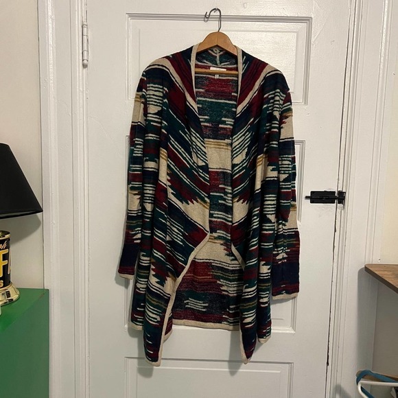 LUCKY Brand Aztec drape long line cardigan S - Picture 2 of 9